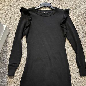 Black Ruffle Long Sleeve Dress - Lulus, size small